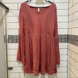 Boho Alya 🌸 Pink Lined eyelet dress